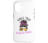 Carcasa para iPhone 16 Chicas a Juego Viaje Praia Do Camilo Portugal Moño de Pelo desordenado