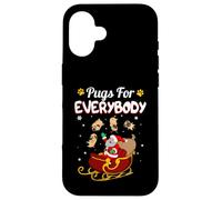 Carcasa para iPhone 16 Christmas Pugs For Everybody Santa's Sleigh Pug Dog Lover