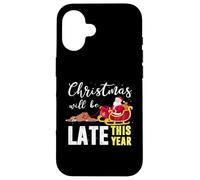 Carcasa para iPhone 16 Christmas Will be Late This Year Faultier Santa Claus