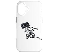 Carcasa para iPhone 16 Cinta Adhesiva Suelta con Texto «I Heart The 90s Movie Store Rent»