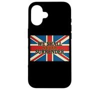 Carcasa para iPhone 16 Cita de Union Jack We Shall Never Surrender Churchill