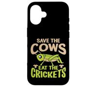 Carcasa para iPhone 16 Cita Divertida Vegana - Eat The Crickets - Save The Cows