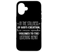 Carcasa para iPhone 16 Cita Inspiradora en la Quietud de la Creación de Dios