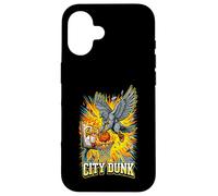Carcasa para iPhone 16 City Dunk Pigeon Baloncesto Slam Funny Bird