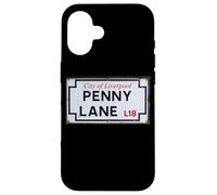 Carcasa para iPhone 16 City of Liverpool Penny Lane L18 Street Sign Envejecido