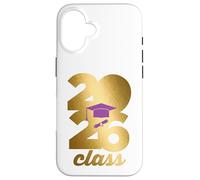 Carcasa para iPhone 16 Class of 2026 Graduation Golden Numbers Cap Diploma
