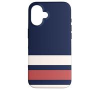 Carcasa para iPhone 16 Classic Navy Red White Horizontal Stripes Chic Pattern