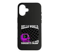Carcasa para iPhone 16 Coder Hello World Goodbye Sleep Computer Science Retro