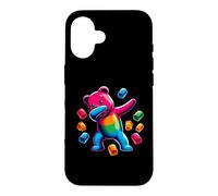 Carcasa para iPhone 16 Colorful Dabbing Gummy Bear Candy Lovers Kids Boys Bear Dab