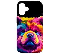 Carcasa para iPhone 16 Colorido Chow Chow Face Cute Puppy Dog Lover Hombres Mujeres Negro