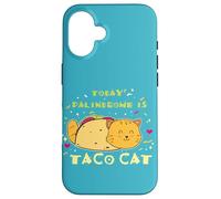 Carcasa para iPhone 16 Comida Mexicana Foodie Cita Divertida Hoy Palíndromo Es Taco Cat