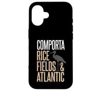 Carcasa para iPhone 16 Comporta Portugal Campo de arroz y Silueta de cigüeña atlántica