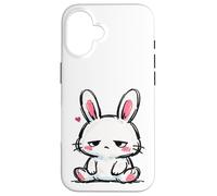 Carcasa para iPhone 16 Conejito Triste, Tan Lindo gráfico de Conejo