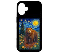 Carcasa para iPhone 16 Cool Bear in The Starry Night Painting Concept Graphic Art