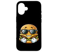 Carcasa para iPhone 16 Cool Burger Happy Fast Food Gafas De Sol Verano Grunge