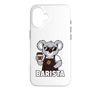 Carcasa para iPhone 16 Cool Koala Barista Coffee Gráfico de Carrera