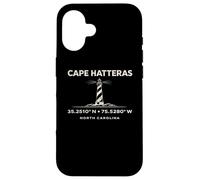 Carcasa para iPhone 16 Coordenadas del Faro de Cape Hatteras Carolina del Norte