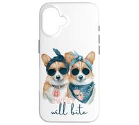 Carcasa para iPhone 16 Corgi Dogs Sweet Will Bite Savage, descarado y Lindo Humor