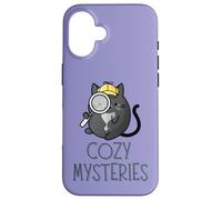 Carcasa para iPhone 16 Cozy Mystery Lindo Cat Detective Murder Mystery, Amante de los Libros