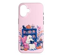 Carcasa para iPhone 16 Cozy Spooky Ghost Reading in Autumn Halloween Teacher Kids
