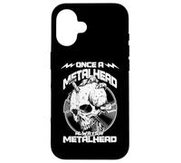 Carcasa para iPhone 16 Cráneo de Vinilo, Esqueleto, una Cabeza de Metal, Siempre será una Cabeza de Metal