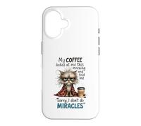 Carcasa para iPhone 16 Cranky Cat Coffee No Miracles Humor matutino