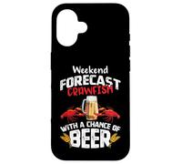 Carcasa para iPhone 16 Crawfish with a Chance of Beer Weekend Forecast Seafood Boil