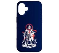 Carcasa para iPhone 16 Cruzada Caballero Medieval Inglaterra Inglés San Jorge Histórico