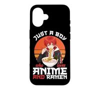 Carcasa para iPhone 16 Cuenco de Fideos japoneses Just A Boy Who Loves Anime y Ramen