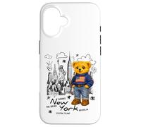 Carcasa para iPhone 16 Cute American Teddy Bear Sketch Drawing, New York Teddy Bear