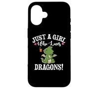 Carcasa para iPhone 16 Cute Cartoon Womens Just A Girl Who Loves Kawaii Dragon
