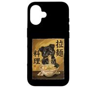 Carcasa para iPhone 16 Cute Cat Eating Ramen Noodles Funny Japan Kawaii Cats