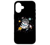 Carcasa para iPhone 16 Cute Funny Kawaii Cartoon Kids Astronaut Space Raccoon Lover