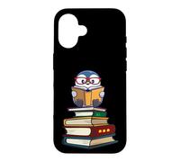 Carcasa para iPhone 16 Cute Girls Kawaii Kids Animal Lover Reading Books Penguin