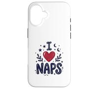 Carcasa para iPhone 16 Cute I Heart Naps Design for Moms, Sleepy Girl Funny Mom