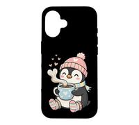 Carcasa para iPhone 16 Cute Penguin Hot Cocoa Winter Beanie Scarf Socks
