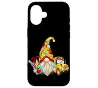 Carcasa para iPhone 16 Cute Teacher GNOME with Big Yellow Bus For School Bus Driver