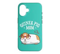Carcasa para iPhone 16 Cute Womens Girls Red Glasses Guinea Pig Mom Lover