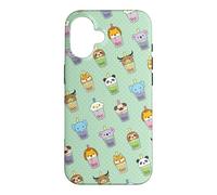 Carcasa para iPhone 16 Cute Womens Kids Girls Kawaii Bubble Boba Tea Animals