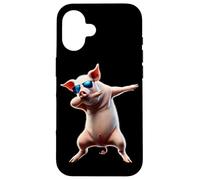 Carcasa para iPhone 16 Dabbing Pig Farmer Hog Dab Dance