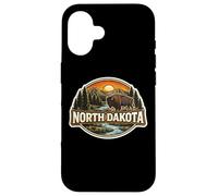 Carcasa para iPhone 16 Dakota del Norte Souvenir Vacation Memorabilia Badge State Trip