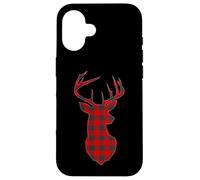 Carcasa para iPhone 16 Deer Plaid Red Reindeer Buck Christmas Xmas