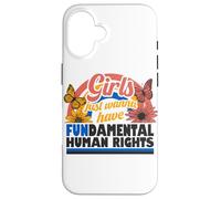 Carcasa para iPhone 16 Derechos Humanos Fundamentales para Niñas Retro Floral Rainbow