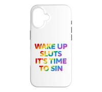 Carcasa para iPhone 16 Despierta es Hora de pecar Texto Divertido del Arco Iris