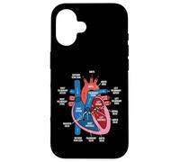 Carcasa para iPhone 16 Diagrama de anatomía cardíaca Estudio de biología del Sistema Cardiovascular