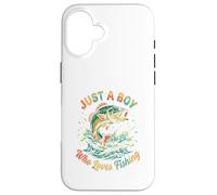 Carcasa para iPhone 16 Dibujos Animados de Just A Boy Who Loves Fishing Bass