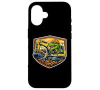 Carcasa para iPhone 16 Dinosaurio Excavador Operador Equipo Pesado Dino Niños Niños