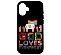 Carcasa para iPhone 16 Dios ama a Todos Gay Christian Rainbow Meme
