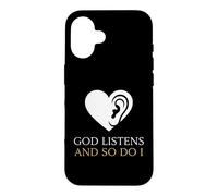 Carcasa para iPhone 16 Dios Escucha y yo también Consejero Cristiano