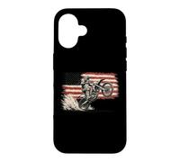 Carcasa para iPhone 16 Dirt Bike American Flag Motocross Biker Vintage USA Cool